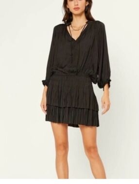 Current Air Aurelie Black Pleated Mini Dress M